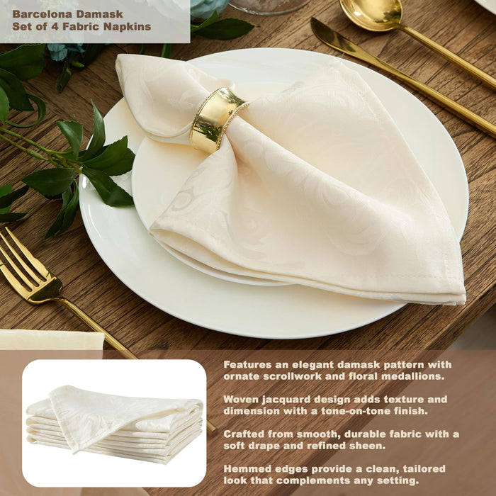 Newbridge Barcelona Luxury Damask Fabric Tablecloth, 100% Polyester, No Iron, Soil Resistant Holiday Tablecloths and Napkins