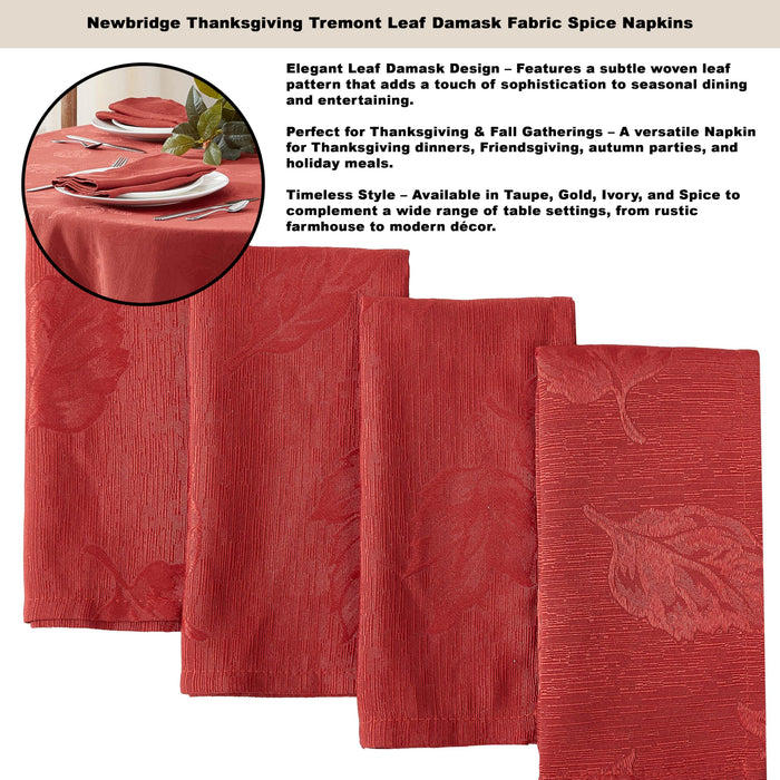 Tremont Leaf Damask Fabric Tablecloth & Napkins, Soil Resistant, Easy Care