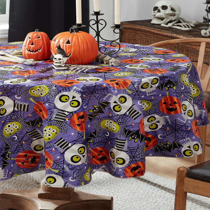 Ghoulish Gang Halloween Vinyl Tablecloth with Flannel Backing by Newbridge