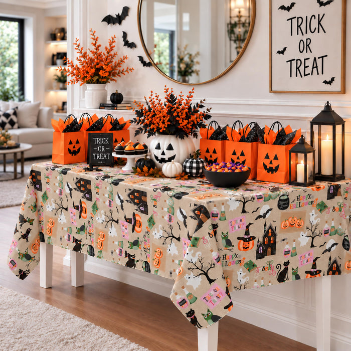 Newbridge Happy Halloween Witches Brew Vinyl Flannel Backed Tablecloth