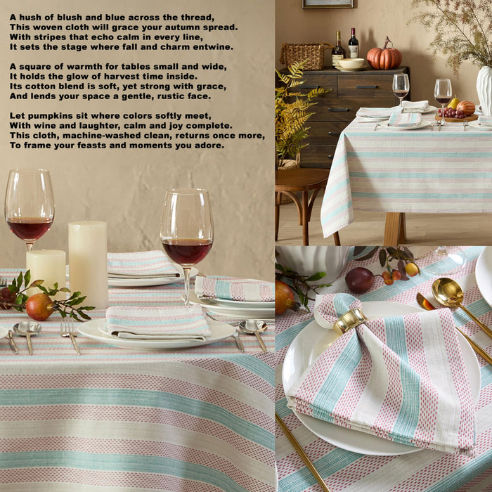 Home Bargains Plus Thanksgiving Hilton Plaid Fabric Tablecloth, Red Taupe Cream Woven Gingham Check Harvest Easy Care Cotton Blend Table Cover and Napkin