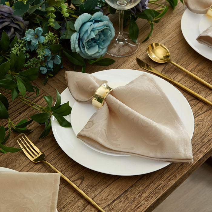 Newbridge Barcelona Luxury Damask Fabric Tablecloth, 100% Polyester, No Iron, Soil Resistant Holiday Tablecloths and Napkins