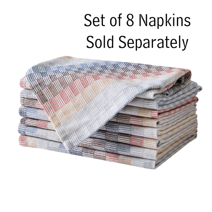 Home Bargains Plus Thanksgiving Hilton Plaid Fabric Tablecloth, Red Taupe Cream Woven Gingham Check Harvest Easy Care Cotton Blend Table Cover and Napkin