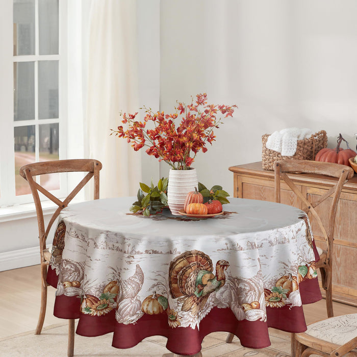 Newbridge Thanksgiving Tablecloths and Dining Décor - Country Turkey and Autumns Bounty