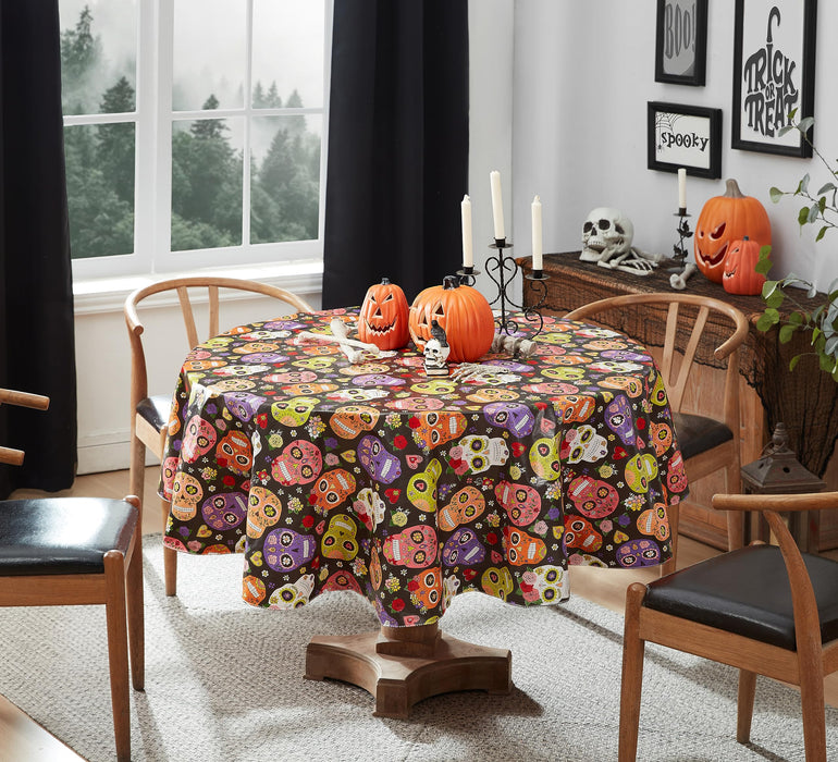 Halloween Sugar Skull Vinyl Flannel Backed Tablecloth by Newbridge