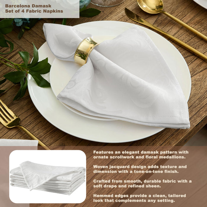 Newbridge Barcelona Luxury Damask Fabric Tablecloth, 100% Polyester, No Iron, Soil Resistant Holiday Tablecloths and Napkins