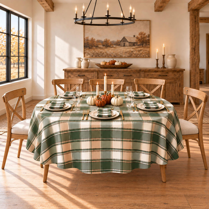 Newbridge Thanksgiving Barnhouse Plaid Cotton Fabric Tablecloth