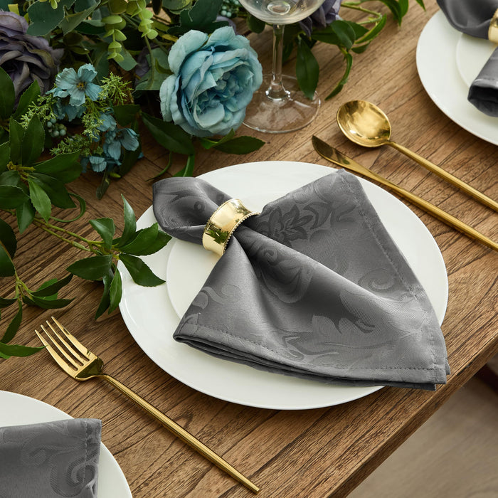 Newbridge Barcelona Luxury Damask Fabric Tablecloth, 100% Polyester, No Iron, Soil Resistant Holiday Tablecloths and Napkins