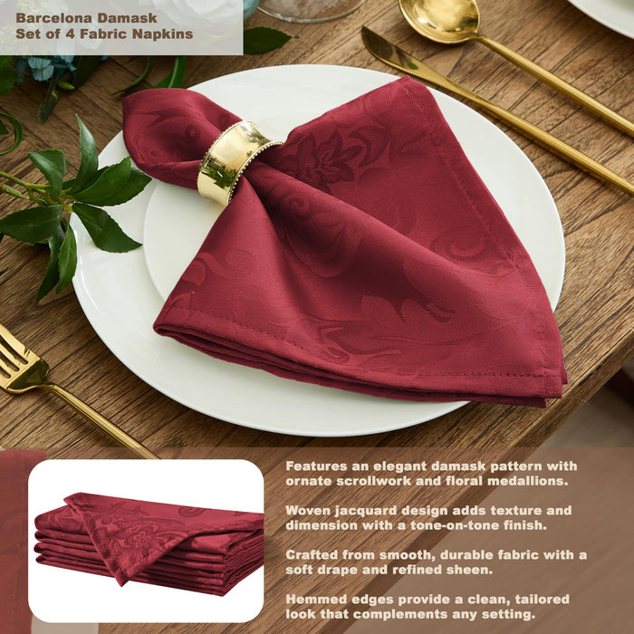 Newbridge Barcelona Luxury Damask Fabric Tablecloth, 100% Polyester, No Iron, Soil Resistant Holiday Tablecloths and Napkins