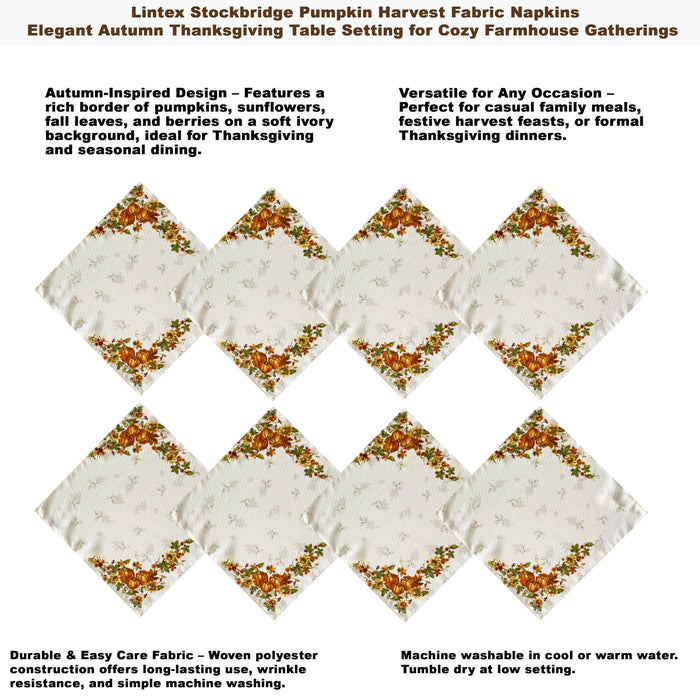 Stockbridge Pumpkin Harvest Thanksgiving Tablecloth, Sunflower & Acorn Border
