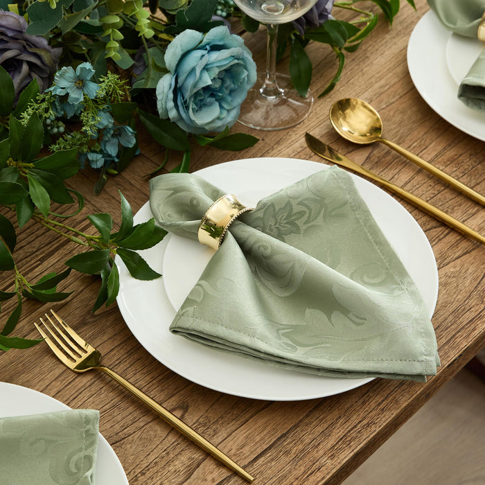 Newbridge Barcelona Luxury Damask Fabric Tablecloth, 100% Polyester, No Iron, Soil Resistant Holiday Tablecloths and Napkins