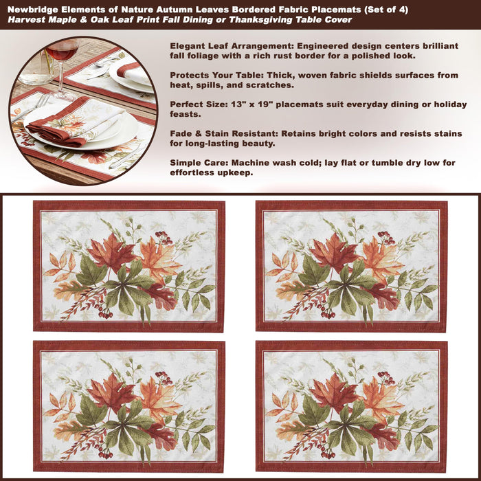 Elements of Nature Fall Foliage Fabric Thanksgiving Tablecloth, Wrinkle Resistant