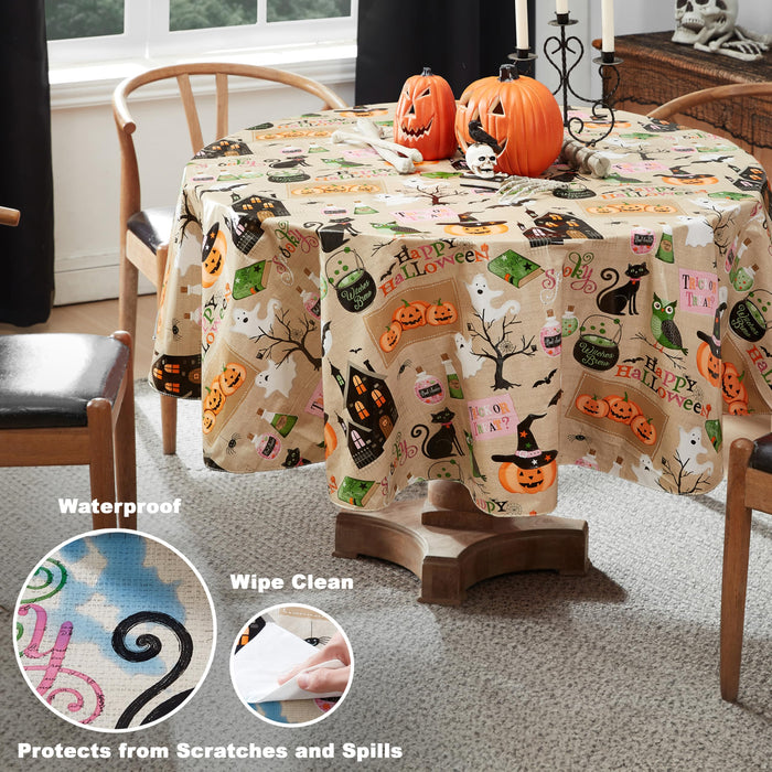 Newbridge Happy Halloween Witches Brew Vinyl Flannel Backed Tablecloth