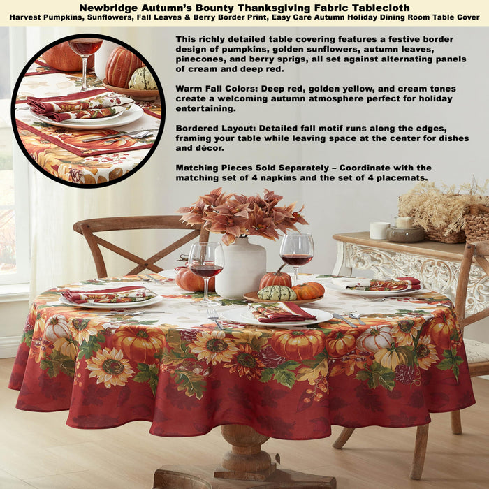 Newbridge Thanksgiving Tablecloths and Dining Décor - Country Turkey and Autumns Bounty