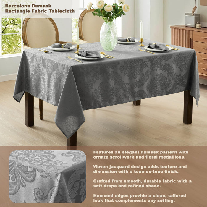 Newbridge Barcelona Luxury Damask Fabric Tablecloth, 100% Polyester, No Iron, Soil Resistant Holiday Tablecloths and Napkins