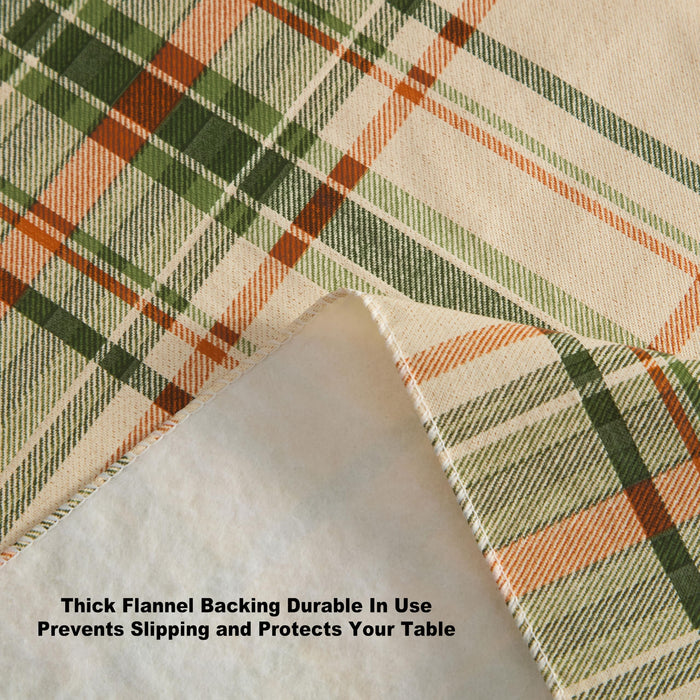 Pocono Plaid Rust and Sage Vinyl Tablecloth with Flannel Backing by Newbridge