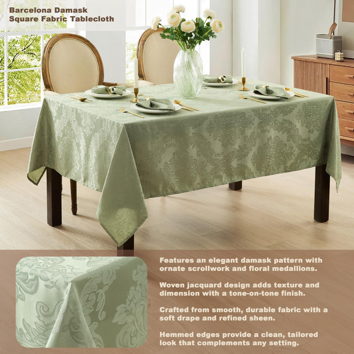 Newbridge Barcelona Luxury Damask Fabric Tablecloth, 100% Polyester, No Iron, Soil Resistant Holiday Tablecloths and Napkins