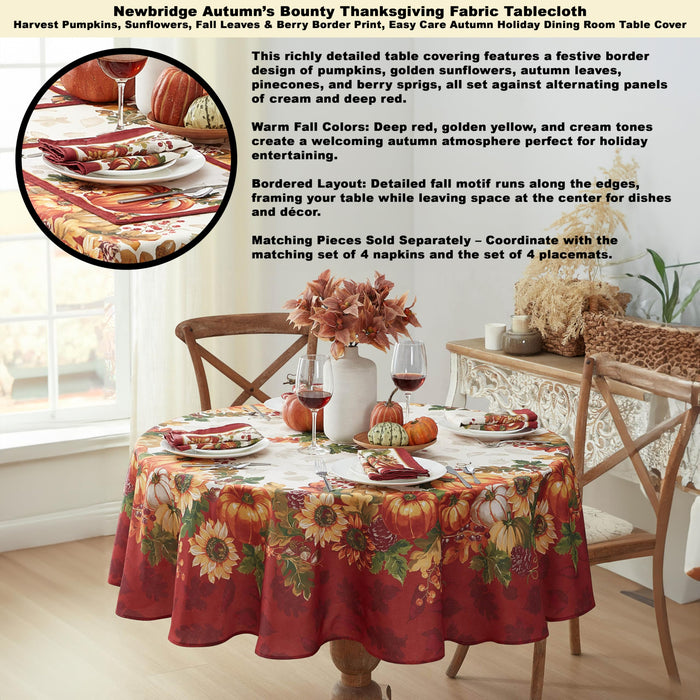 Newbridge Thanksgiving Tablecloths and Dining Décor - Country Turkey and Autumns Bounty