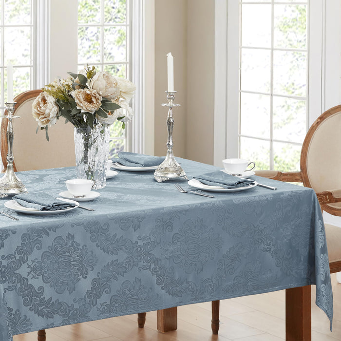 Newbridge Barcelona Luxury Damask Fabric Tablecloth, 100% Polyester, No Iron, Soil Resistant Holiday Tablecloths and Napkins
