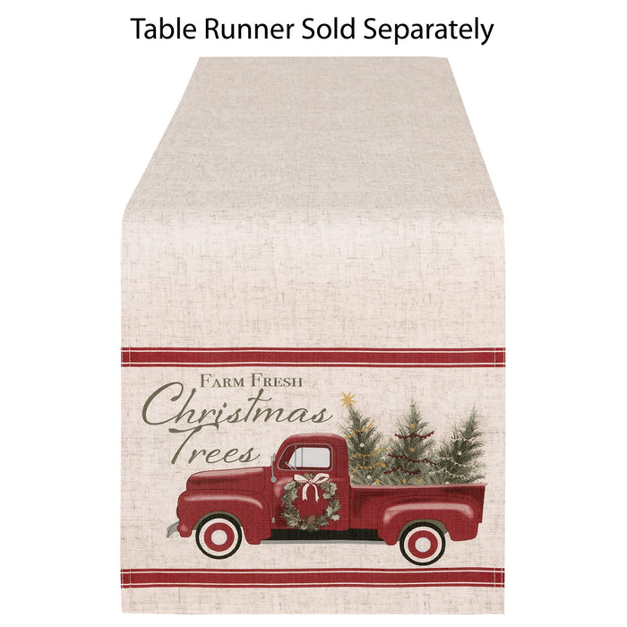 Newbridge Christmas Pine Hill Tree Farm Fabric Tablecloth, Nostalgic Retro Holiday Country Farm Truck No Iron and Stain Resistant Table Cover, Napkins, Placemats and Table Runners for Party, Banquet