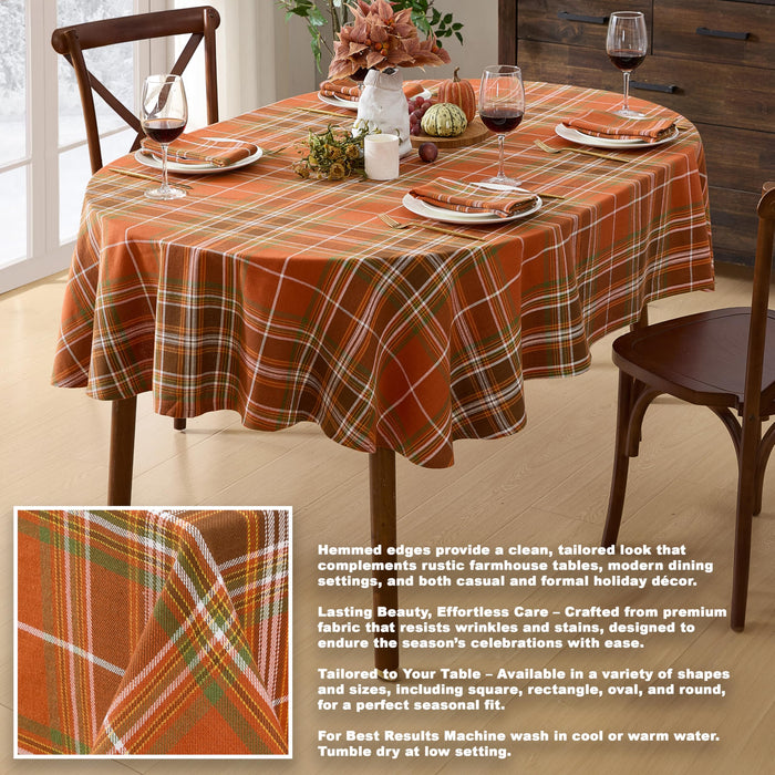 Culloden Plaid 100% Cotton Tablecloth & Napkins, Rust Green Fall Farmhouse Decor