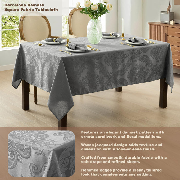 Newbridge Barcelona Luxury Damask Fabric Tablecloth, 100% Polyester, No Iron, Soil Resistant Holiday Tablecloths and Napkins