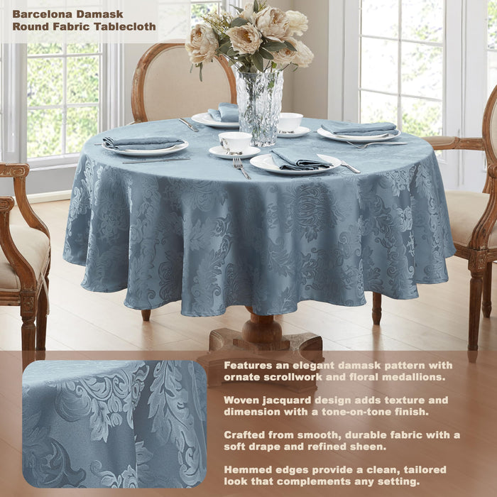 Newbridge Barcelona Luxury Damask Fabric Tablecloth, 100% Polyester, No Iron, Soil Resistant Holiday Tablecloths and Napkins
