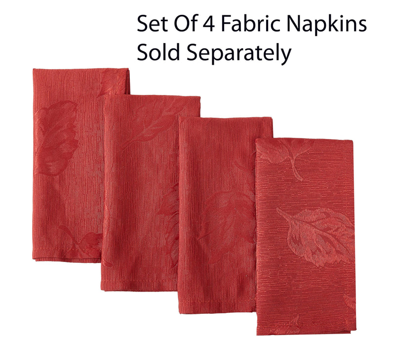 Tremont Leaf Damask Fabric Tablecloth & Napkins, Soil Resistant, Easy Care
