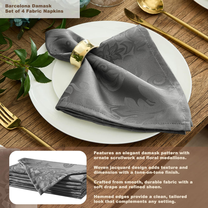 Newbridge Barcelona Luxury Damask Fabric Tablecloth, 100% Polyester, No Iron, Soil Resistant Holiday Tablecloths and Napkins