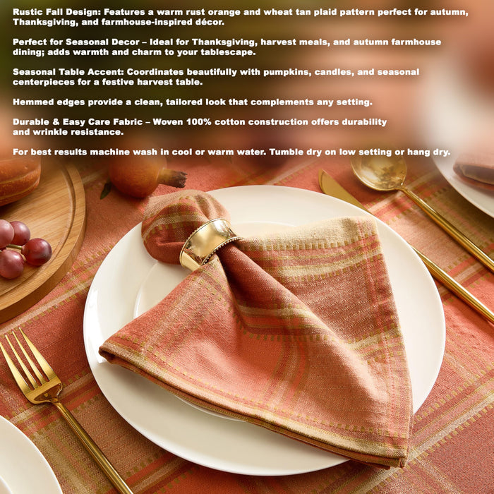 Newbridge Thanksgiving Barnhouse Plaid Cotton Fabric Tablecloth