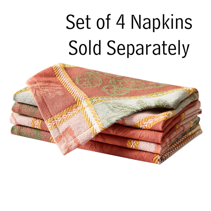 Whispering Leaves Rust Orange Green Plaid Thanksgiving Tablecloth, Woven Fabric