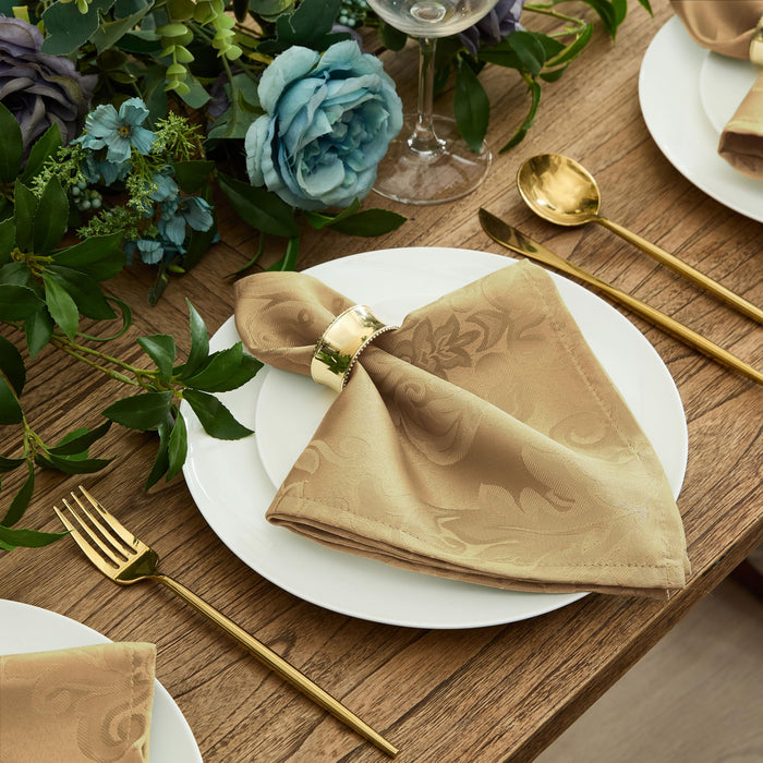 Newbridge Barcelona Luxury Damask Fabric Tablecloth, 100% Polyester, No Iron, Soil Resistant Holiday Tablecloths and Napkins