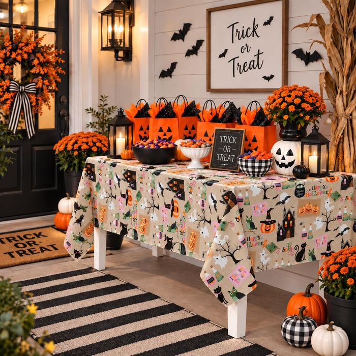 Newbridge Happy Halloween Witches Brew Vinyl Flannel Backed Tablecloth
