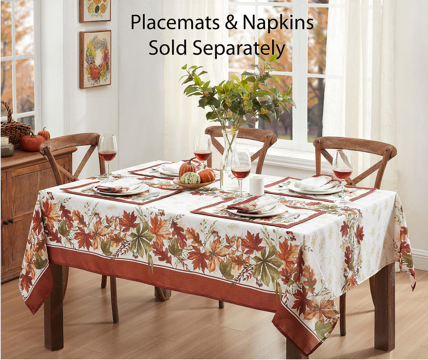 Elements of Nature Fall Foliage Fabric Thanksgiving Tablecloth, Wrinkle Resistant