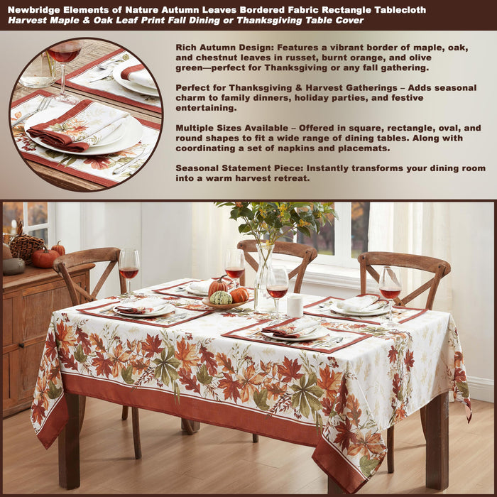 Elements of Nature Fall Foliage Fabric Thanksgiving Tablecloth, Wrinkle Resistant