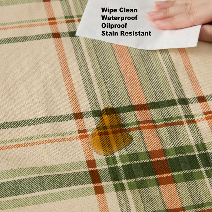 Pocono Plaid Rust and Sage Vinyl Tablecloth with Flannel Backing by Newbridge