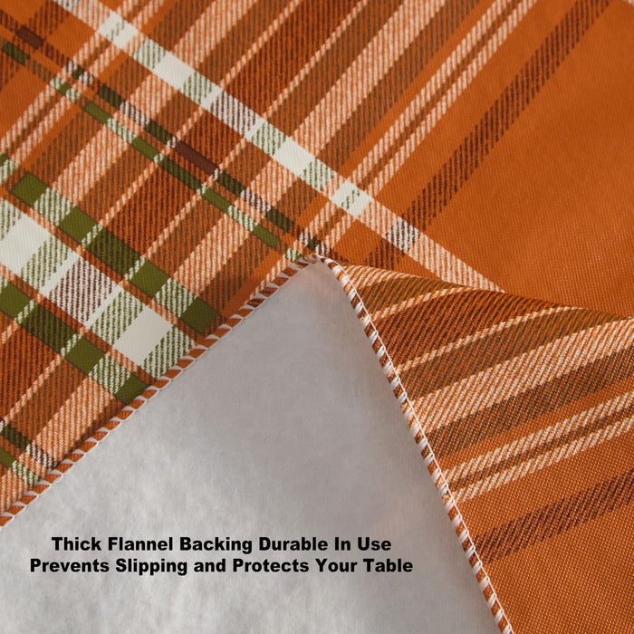 Pocono Plaid Rust and Sage Vinyl Tablecloth with Flannel Backing by Newbridge