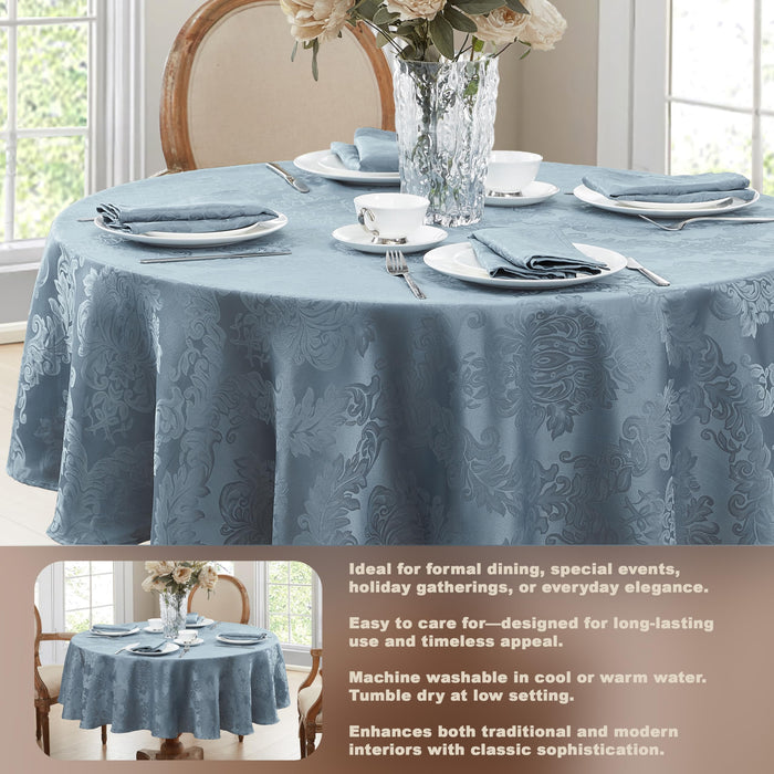 Newbridge Barcelona Luxury Damask Fabric Tablecloth, 100% Polyester, No Iron, Soil Resistant Holiday Tablecloths and Napkins
