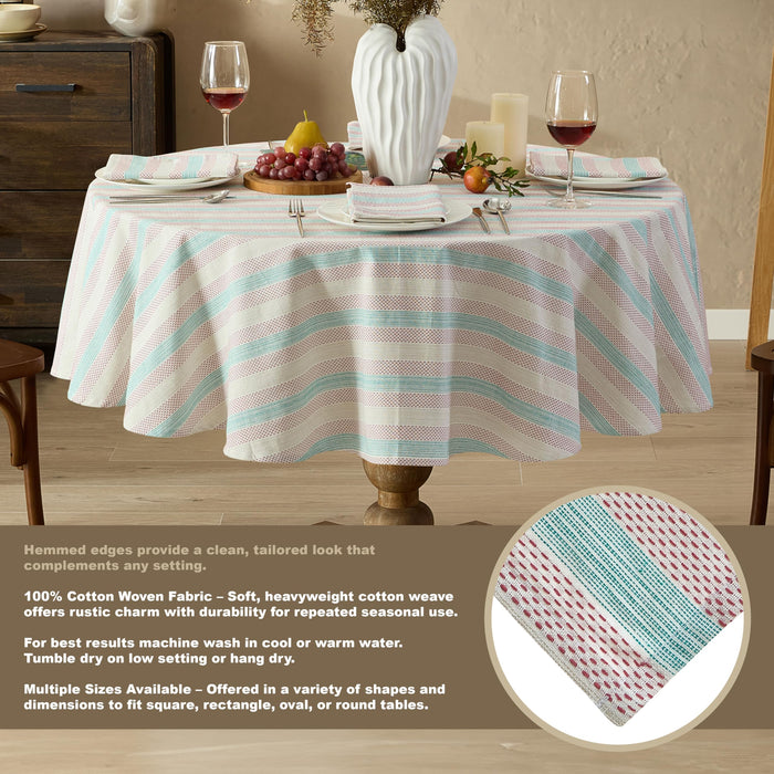 Home Bargains Plus Thanksgiving Hilton Plaid Fabric Tablecloth, Red Taupe Cream Woven Gingham Check Harvest Easy Care Cotton Blend Table Cover and Napkin