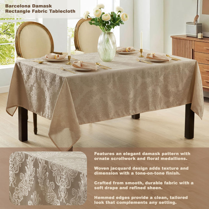 Newbridge Barcelona Luxury Damask Fabric Tablecloth, 100% Polyester, No Iron, Soil Resistant Holiday Tablecloths and Napkins