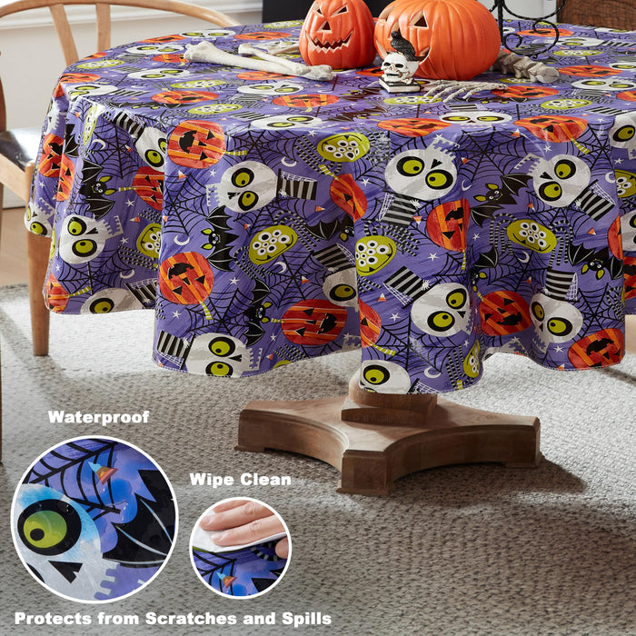 Ghoulish Gang Halloween Vinyl Tablecloth with Flannel Backing by Newbridge