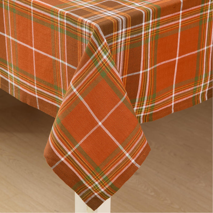 Culloden Plaid 100% Cotton Tablecloth & Napkins, Rust Green Fall Farmhouse Decor