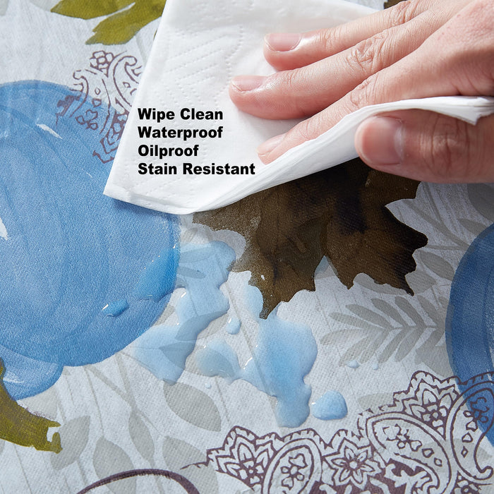Blue Hampstead Farm Pumpkin Field Autumn and Thanksgiving Vinyl Flannel Back Tablecloth by Newbridge