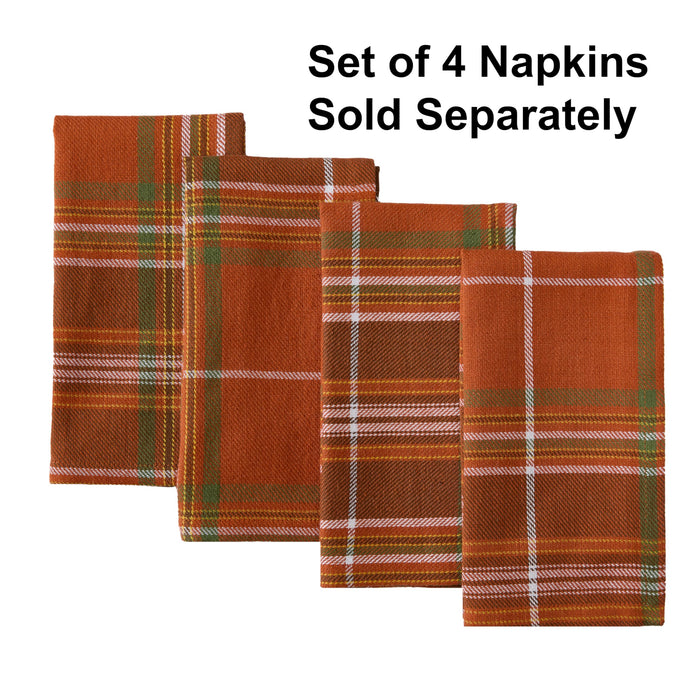 Culloden Plaid 100% Cotton Tablecloth & Napkins, Rust Green Fall Farmhouse Decor