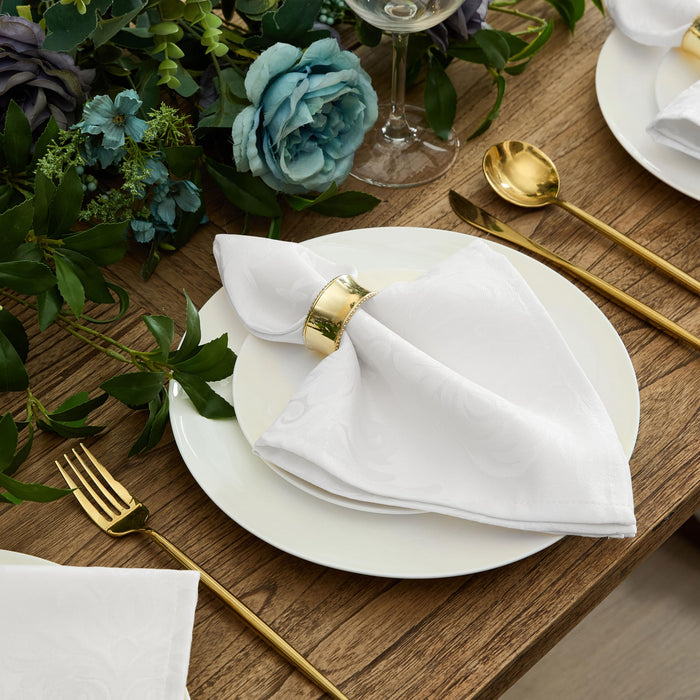 Newbridge Barcelona Luxury Damask Fabric Tablecloth, 100% Polyester, No Iron, Soil Resistant Holiday Tablecloths and Napkins