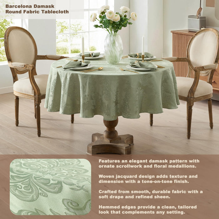 Newbridge Barcelona Luxury Damask Fabric Tablecloth, 100% Polyester, No Iron, Soil Resistant Holiday Tablecloths and Napkins