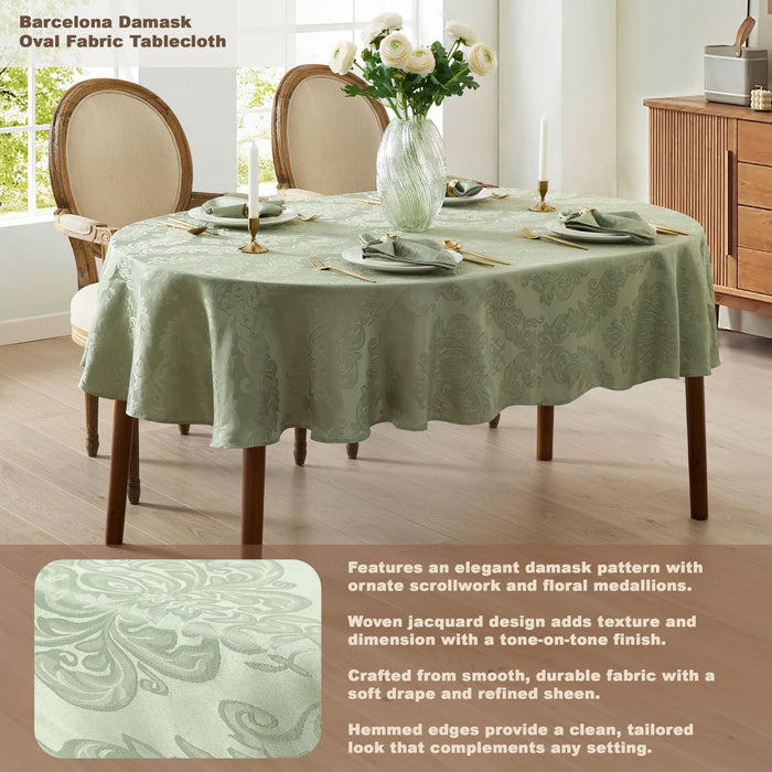 Newbridge Barcelona Luxury Damask Fabric Tablecloth, 100% Polyester, No Iron, Soil Resistant Holiday Tablecloths and Napkins