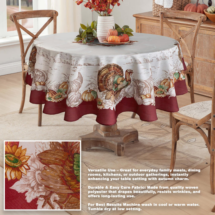 Newbridge Thanksgiving Tablecloths and Dining Décor - Country Turkey and Autumns Bounty
