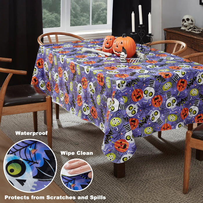 Ghoulish Gang Halloween Vinyl Tablecloth with Flannel Backing by Newbridge