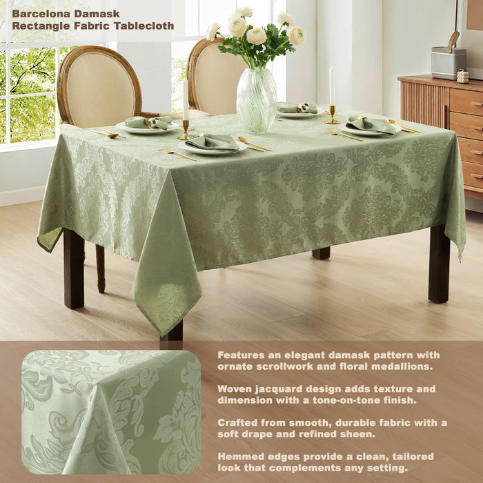 Newbridge Barcelona Luxury Damask Fabric Tablecloth, 100% Polyester, No Iron, Soil Resistant Holiday Tablecloths and Napkins